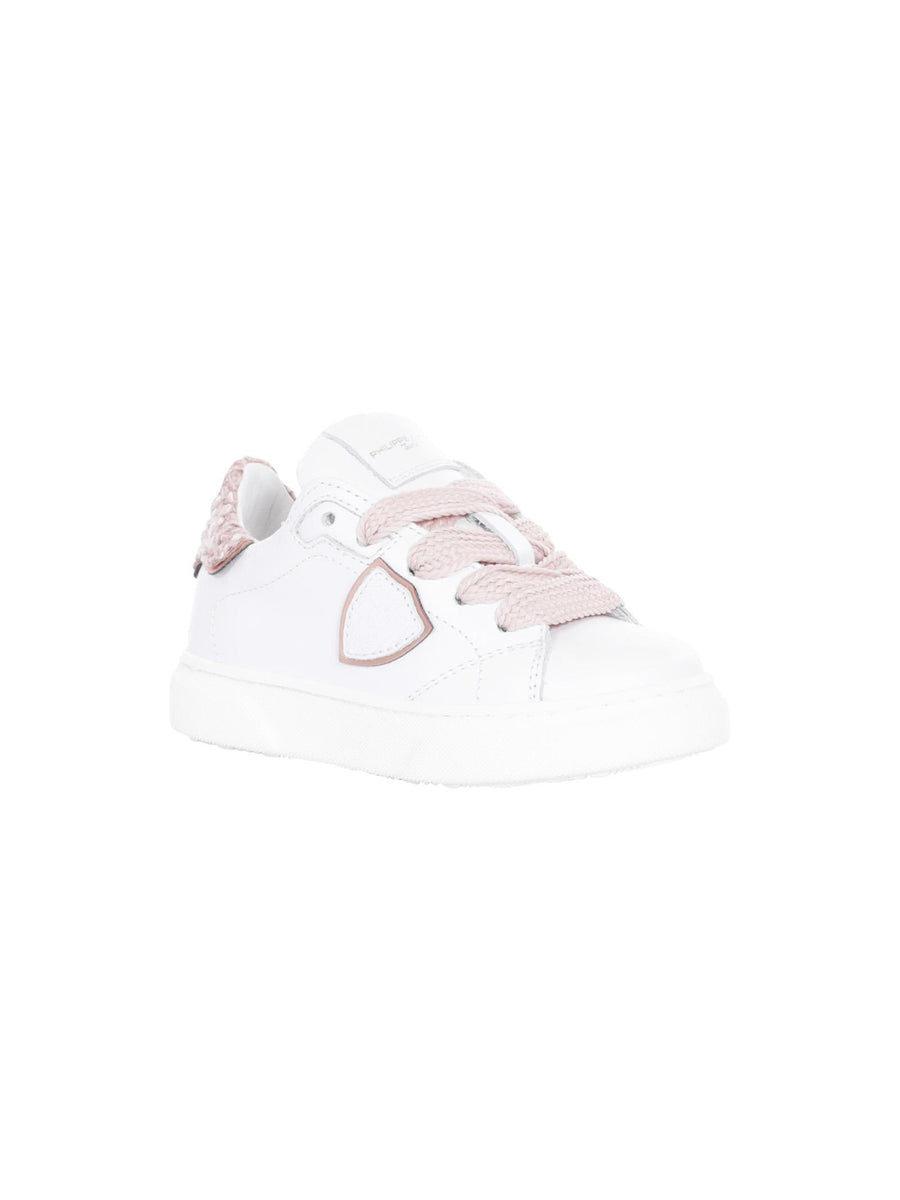 Sneakers bambina Philippe Model bianche con talloncino in ciniglia rosa 78516 1 Philippe Model 