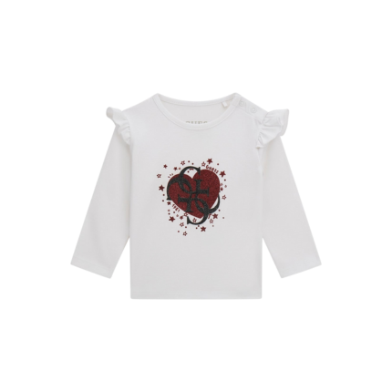 T-Shirt a maniche lunghe Guess bianca con volant A5BI01J1314 G011 Guess 