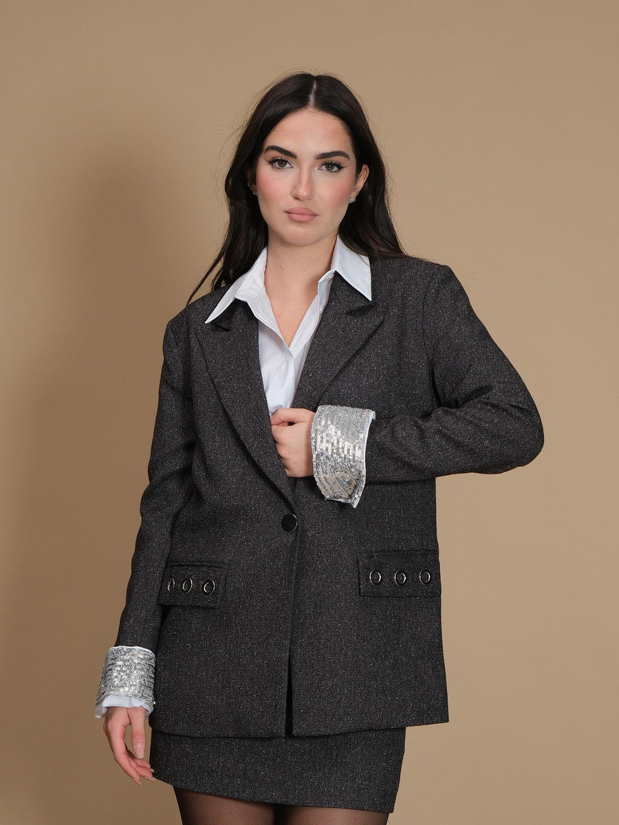 Giacca Imperial nera monopetto con decorazione anelli J9990034S NERO Imperial 