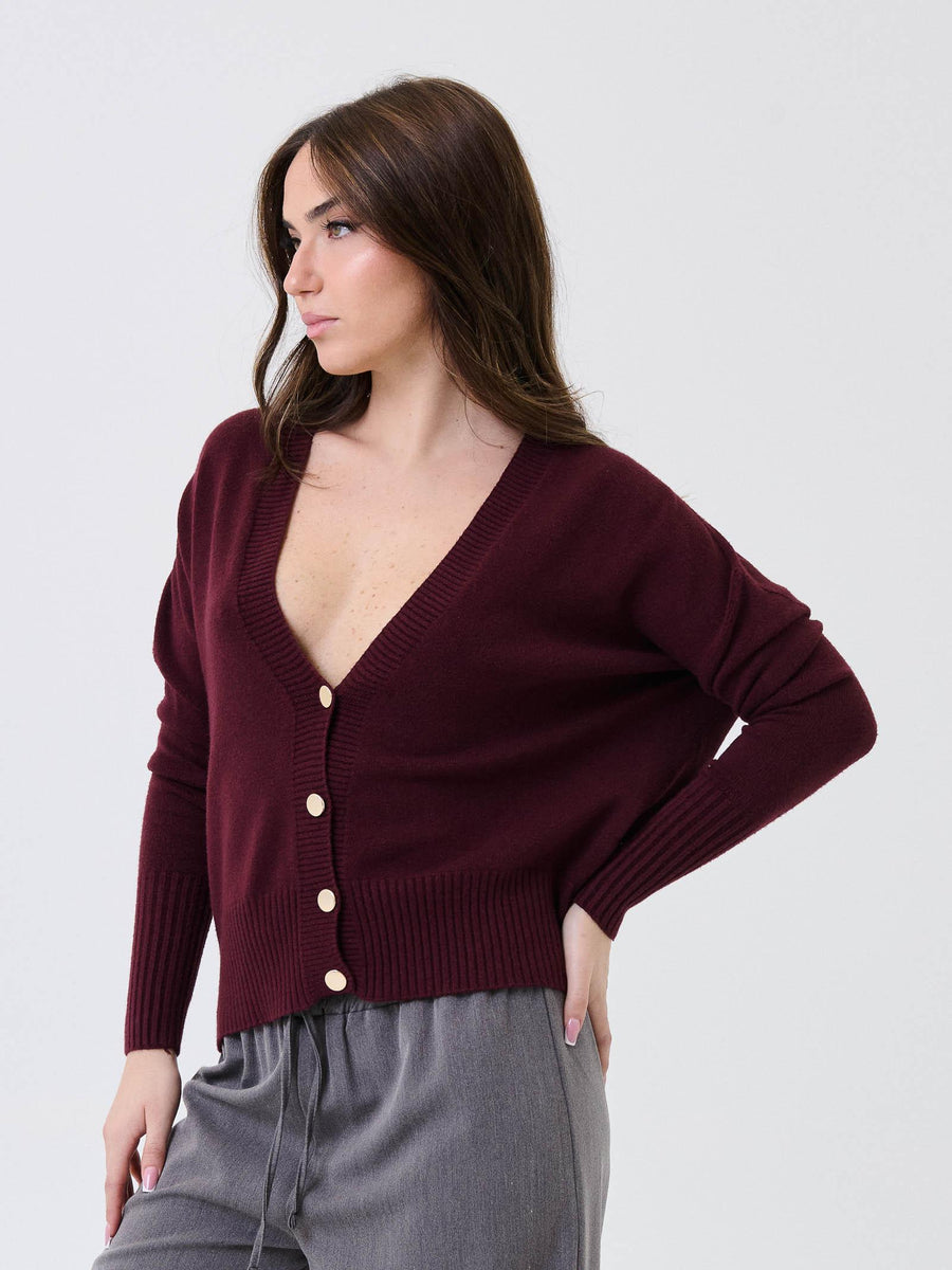 Cardigan Armoire vino con bottoni dorati IT1415 VINO Armoire 