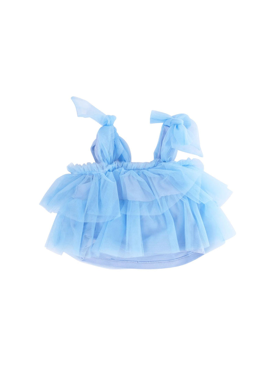 Top Miss Grant azzurro in tulle con fiocchi MG1295 FIORE Miss Grant 