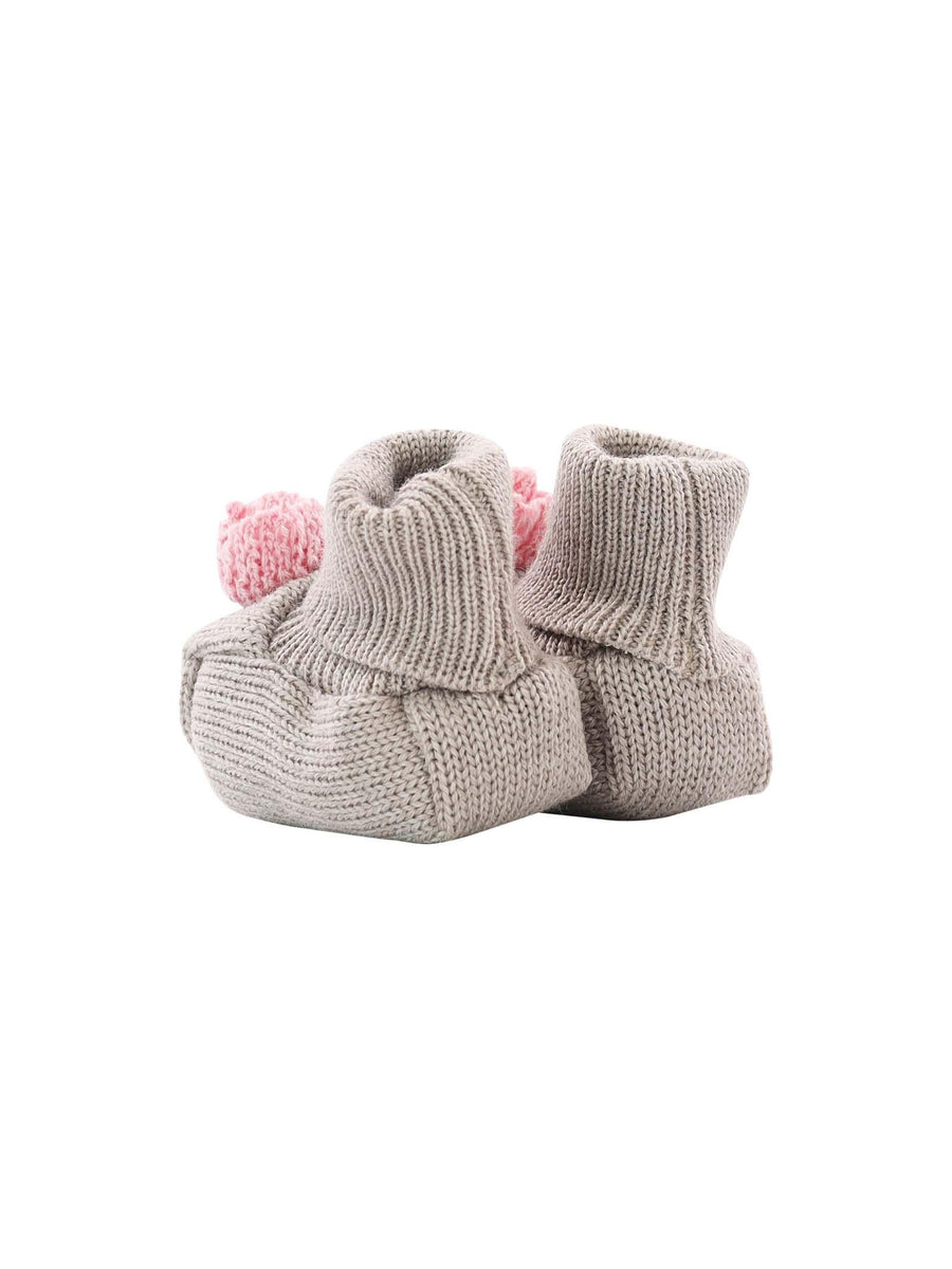 Babbucce tortora con rosa in rilievo IG10S C383FA Marlù 