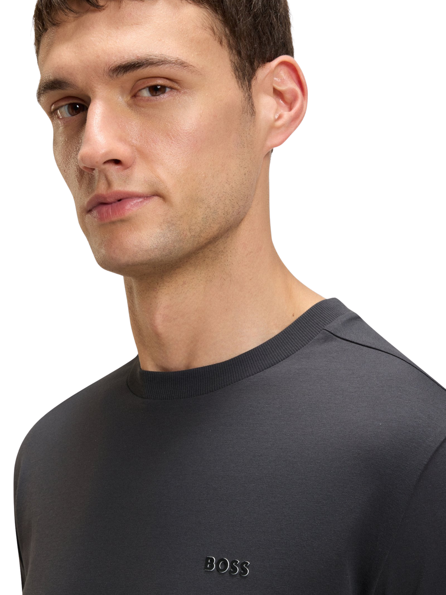 T-Shirt Boss nera con logo tono su tono 50506373 027 Boss 