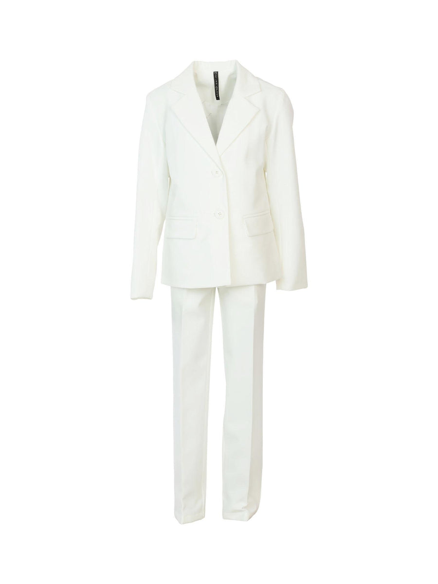 Tailleur completo giacca e pantalone bianco latte MG2618 LATTE Manila Grace 