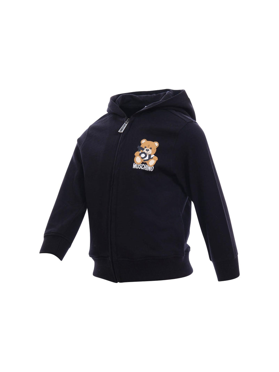 Felpa con cappuccio Moschino nera con teddy toy sul petto HUF093 60100 Moschino 