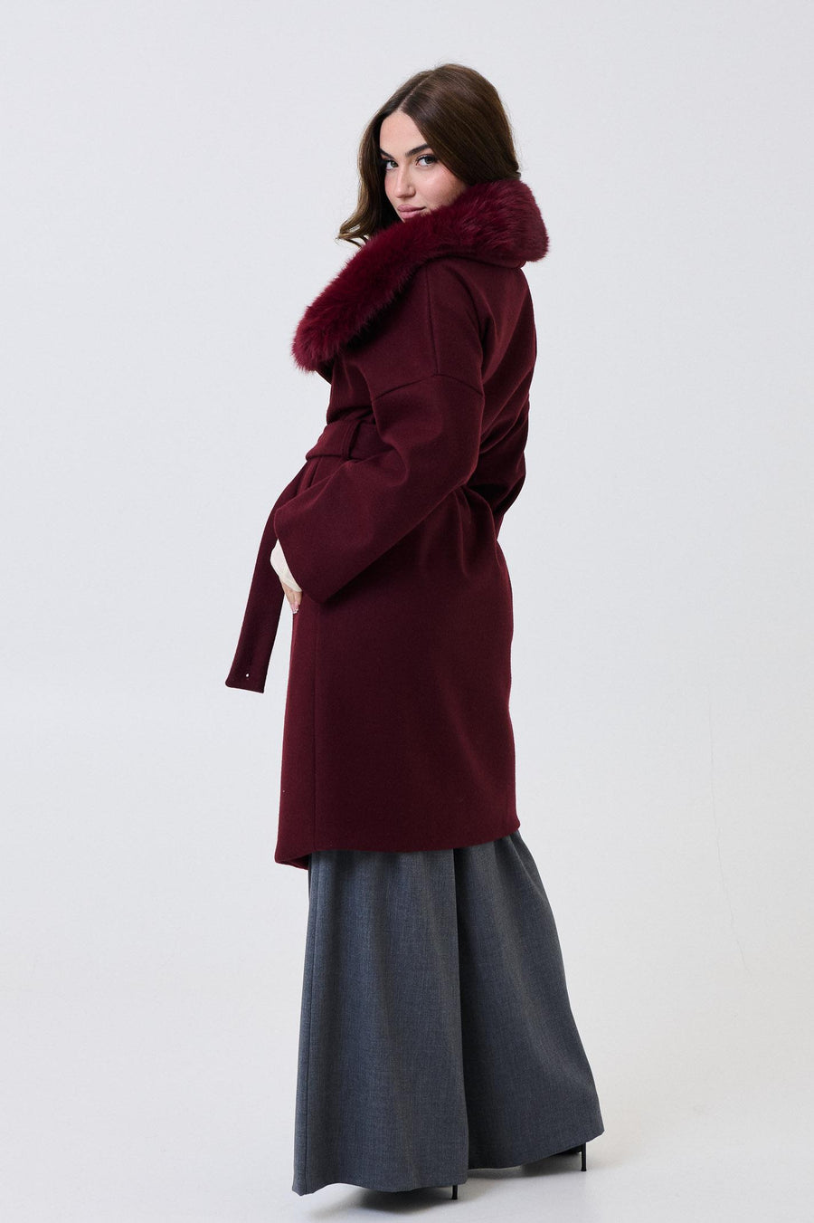 Cappotto Armoire bordeaux con rever in ecopelliccia EDWINA BORDEAUX Armoire 