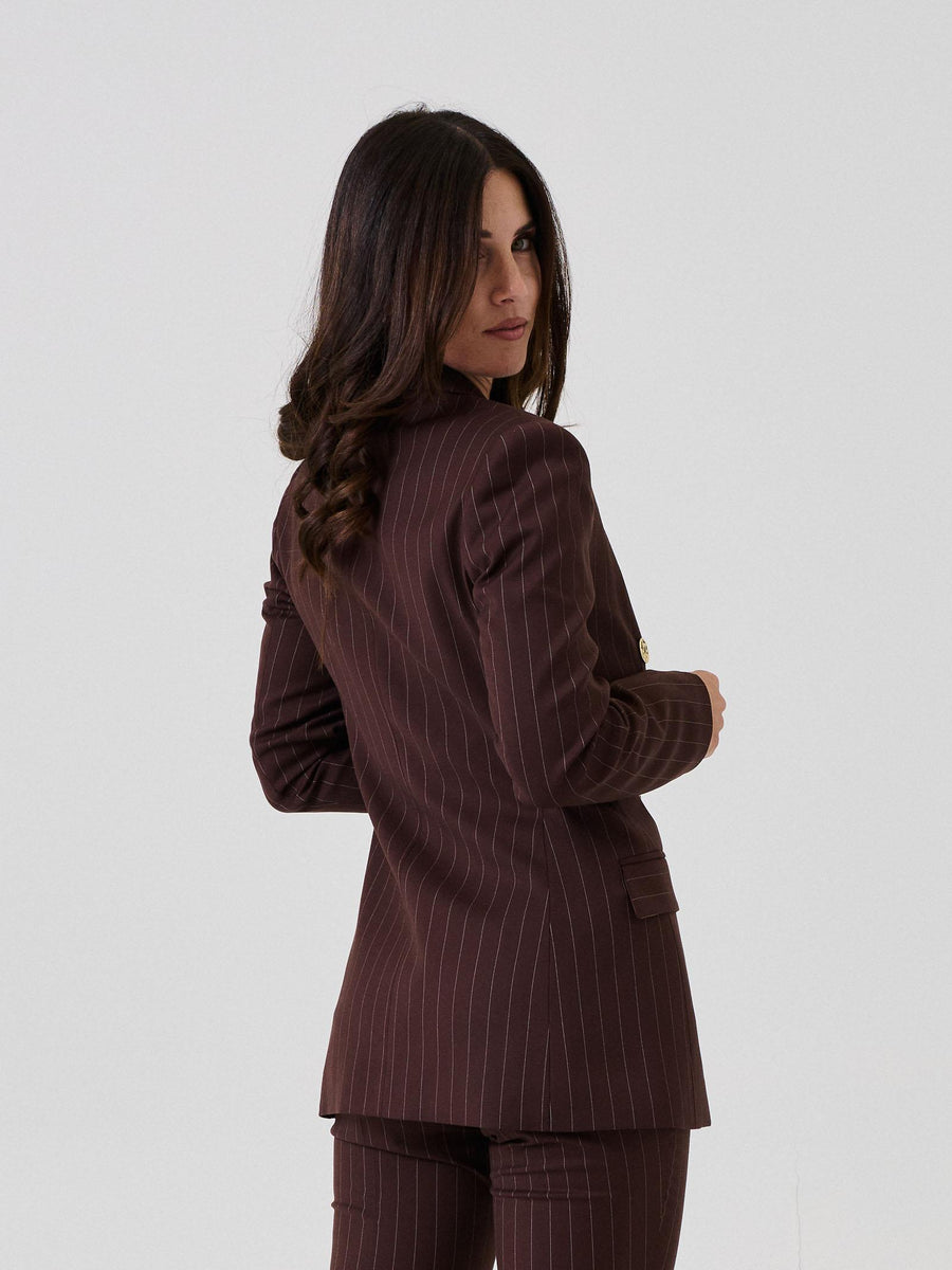 Giacca doppiopetto Silence Limited marrone a righe SD5065 BROWN Silence Limited 