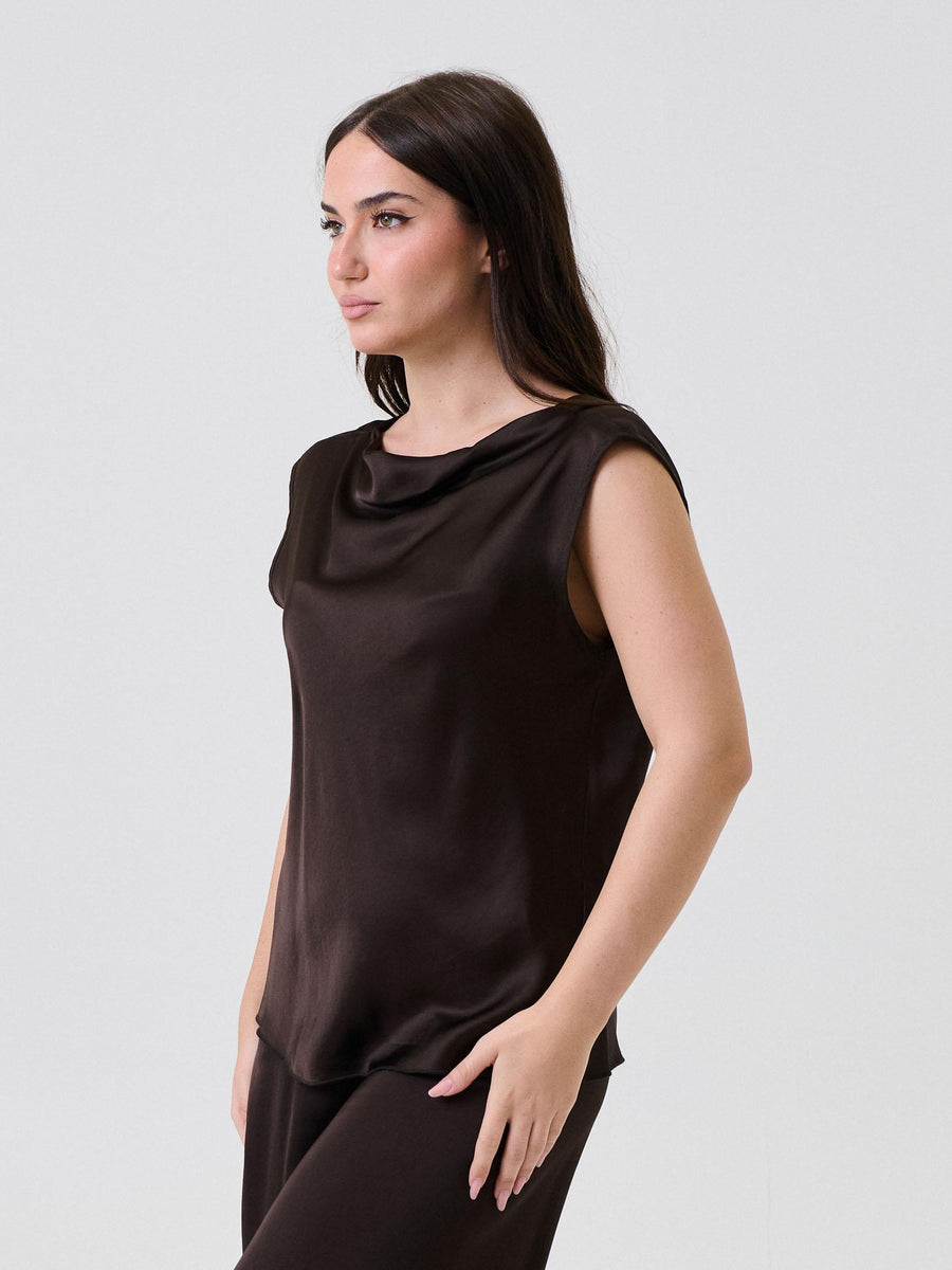 Bluse satinata Armoire marrone con scollo morbido F8989T97Q MOKA Armoire 