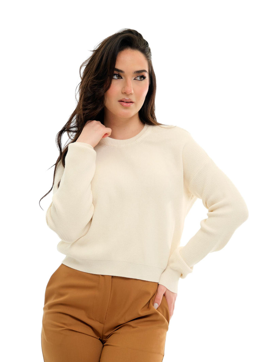 Maglia Vicolo panna con spalla scoperta 77054D PANNA Vicolo 