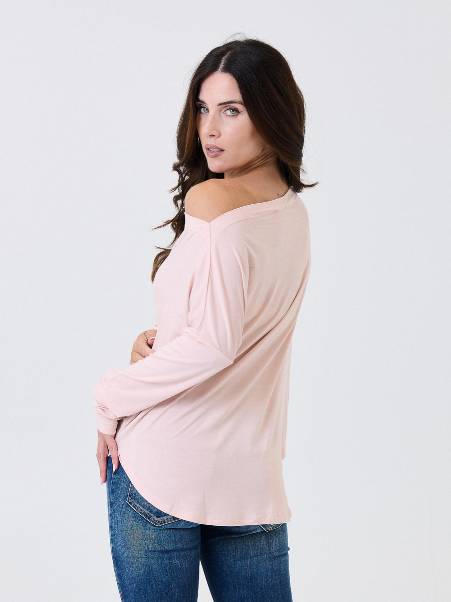 Maglia a maniche lunghe Kontatto rosa con scollo a barca MR5003C ROSA kontatto 