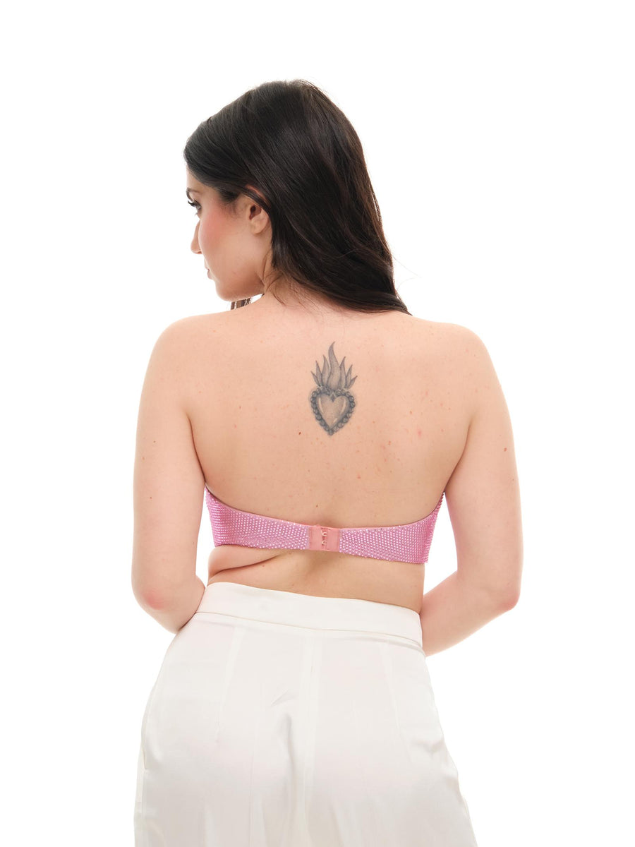Top "crop" Silence Limited rosa con strass SD8037 NEWPINK Silence Limited 