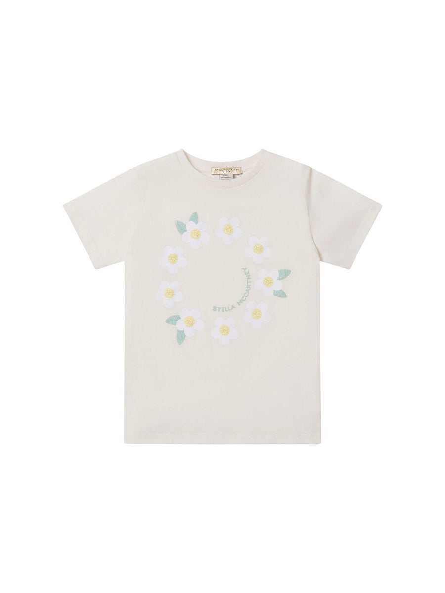 T-shirt avorio con ghirlanda di margherite TS8E11 102 Stella McCartney 