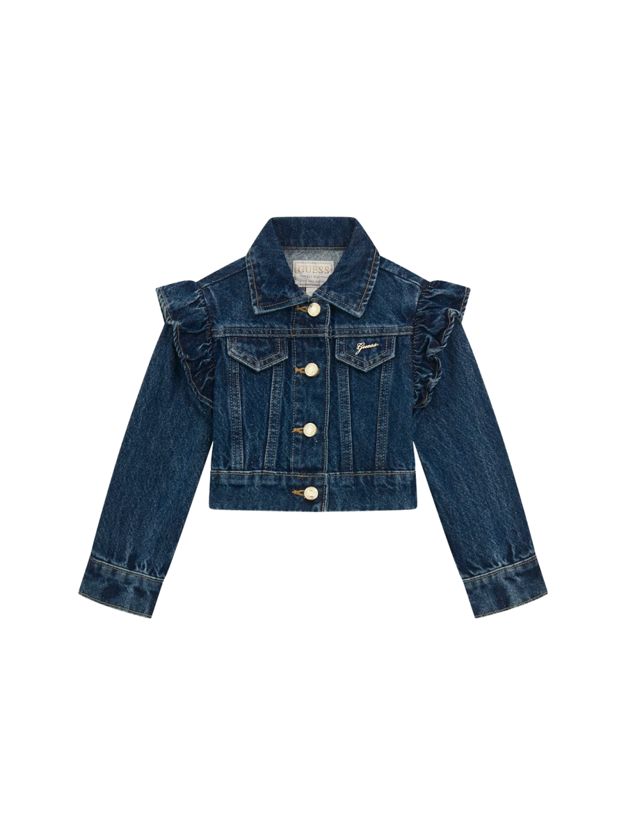 Giacca Guess blu in denim con volant K5RL00D5D90 QULX Guess 