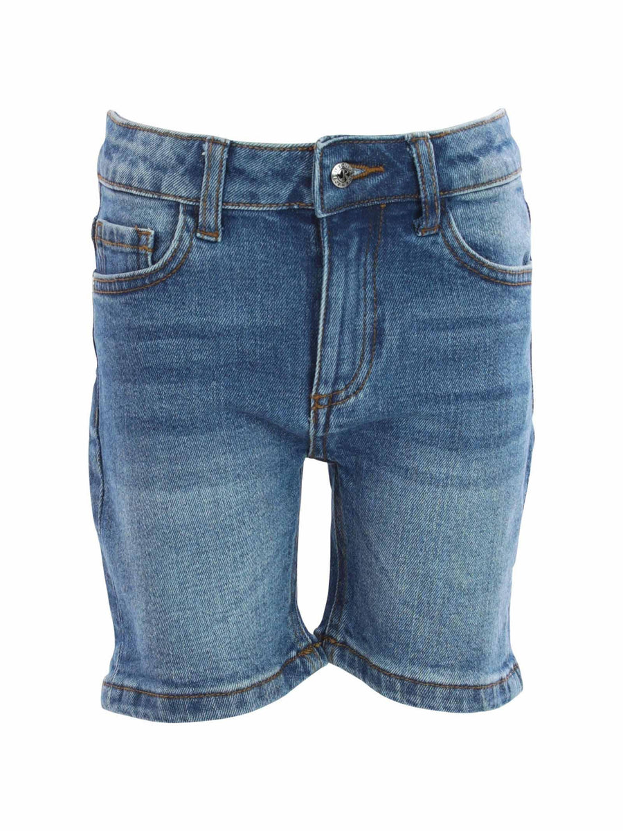 Bermuda in denim lavaggio medio con scritta Rich RBP24087BE BLU John Richmond 