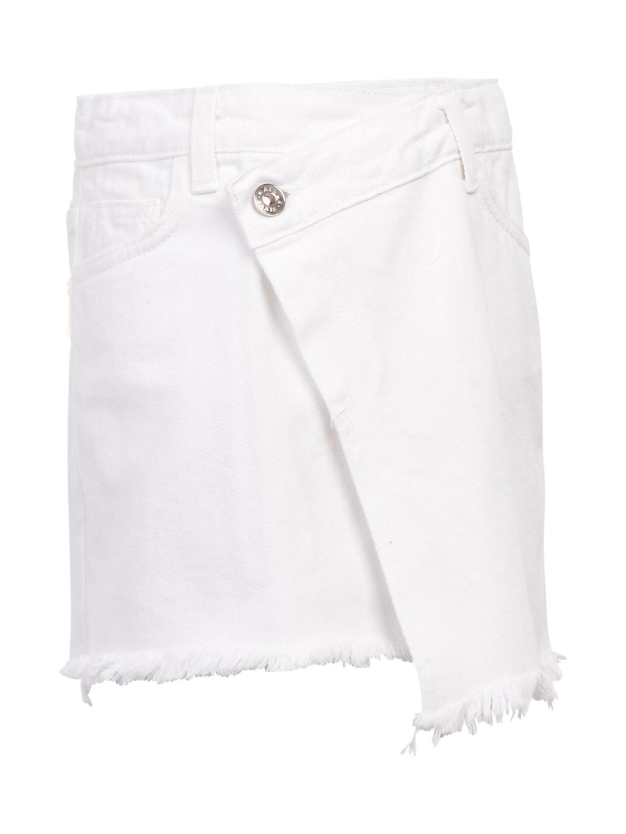 Gonna in denim bianca con paillettes multicolor GD0634 WHI Gaelle 