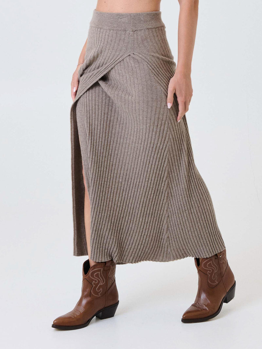 Gonna lunga Kontatto tortora con spacco 3M0955C TORTORA kontatto 