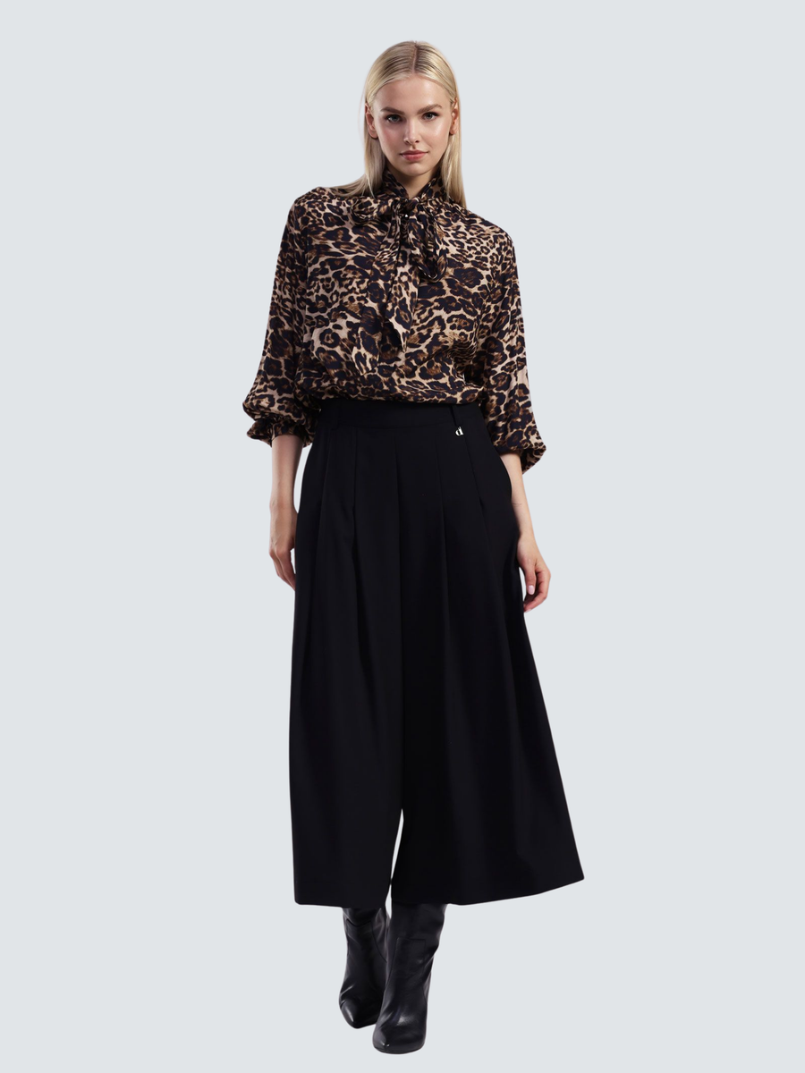 Pantaloni a palazzo Dixie nero a vita alta PDNBKHZA NERO Dixie 