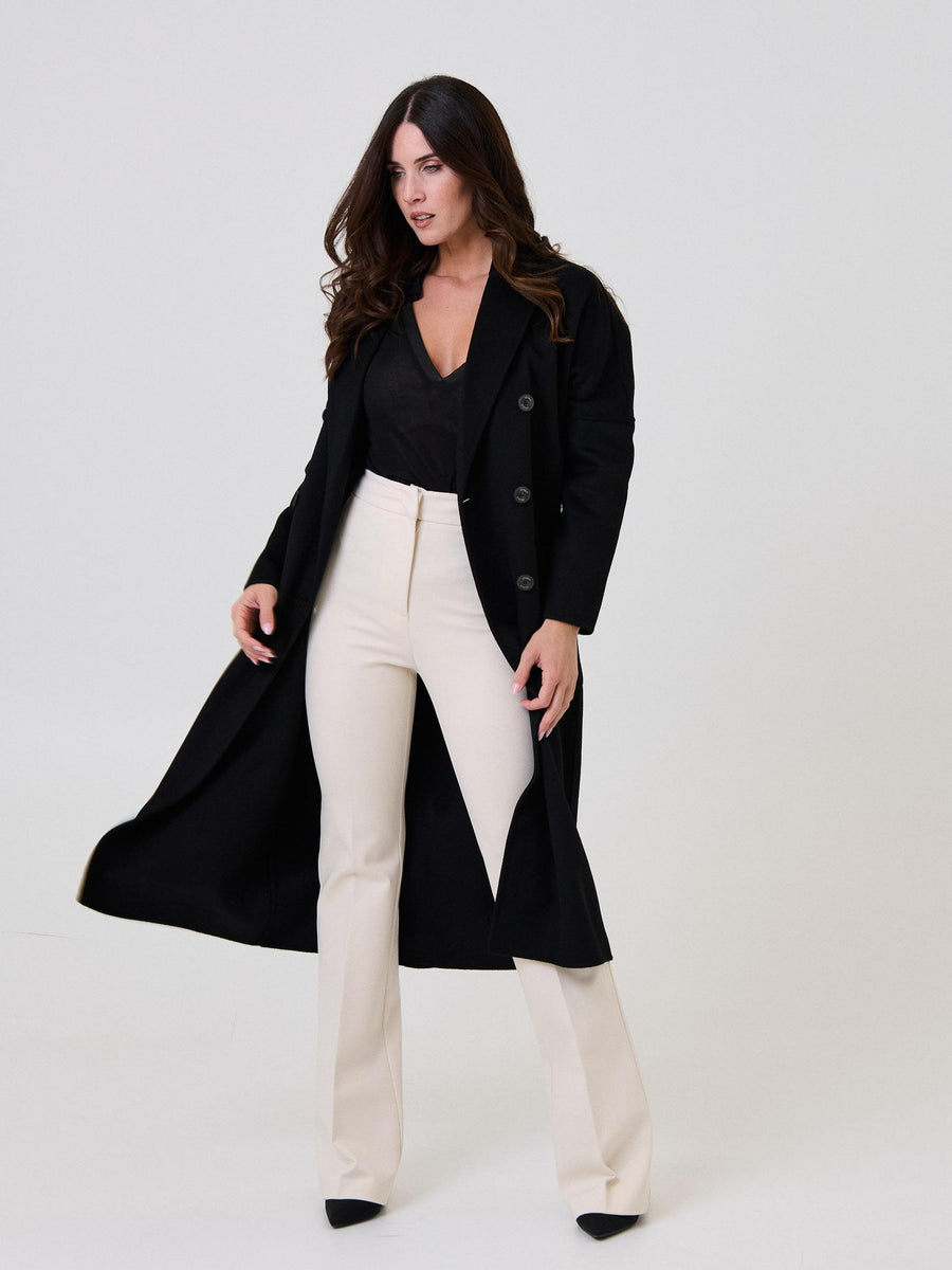 Cappotto lungo Vicolo nero doppiopetto con tasconi TF0001 FU69 Vicolo 