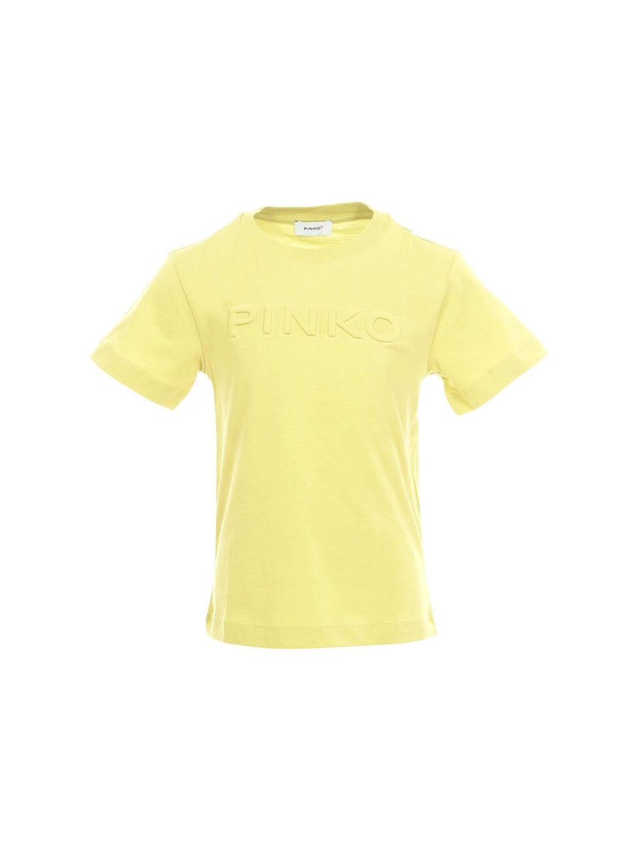 T-Shirt Pinko verde lime con logo lettering in rilievo KFTS002 1057 Pinko 