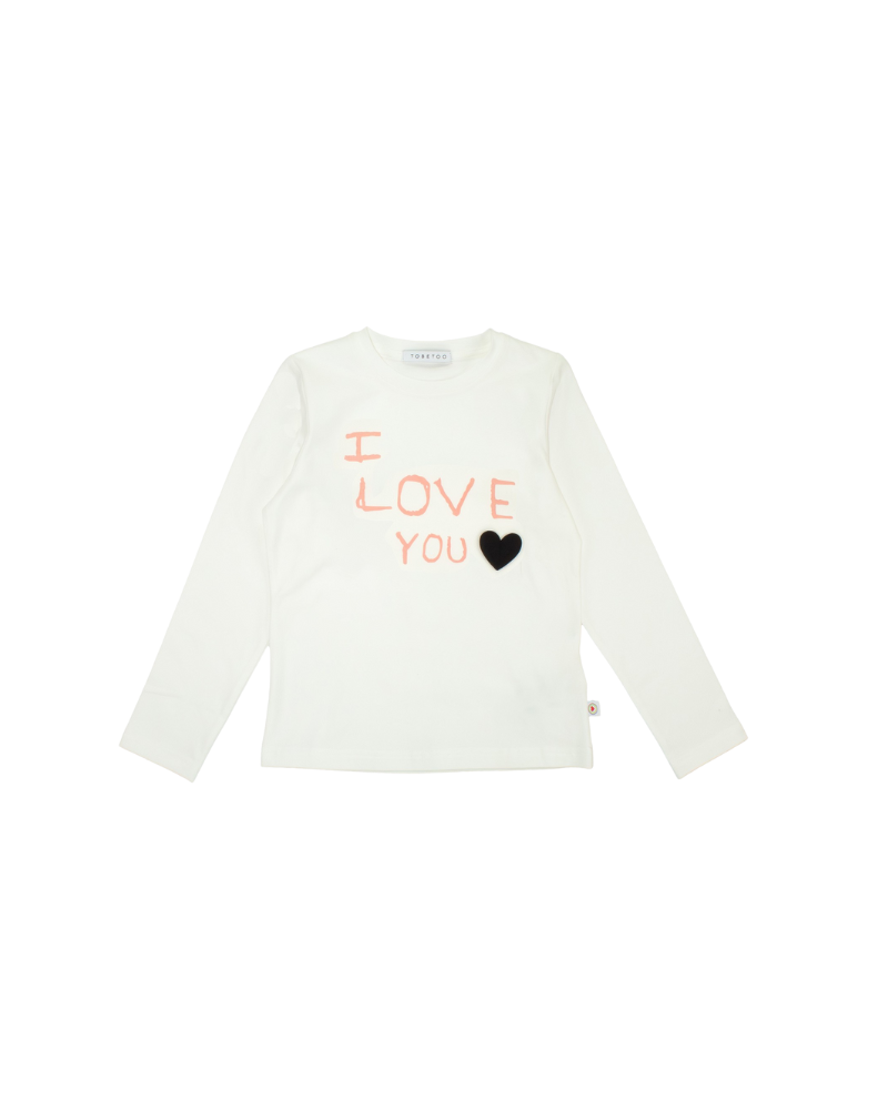 T-Shirt a maniche lunghe Tobetoo bianca "i love you" TB920W25 LAT Tobetoo 