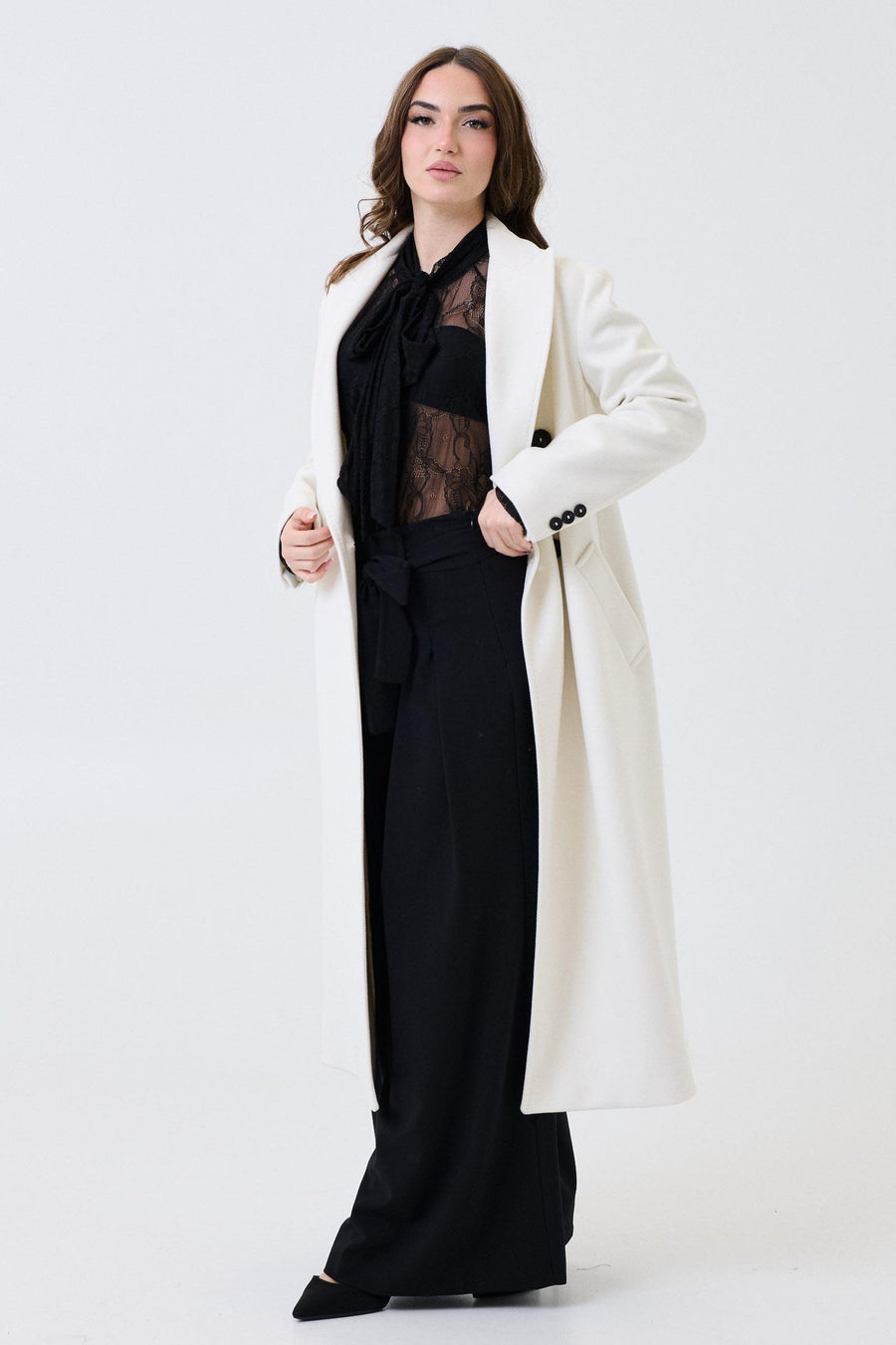 Cappotto lungo Armoire panna doppiopetto 70180 PANNA Armoire 