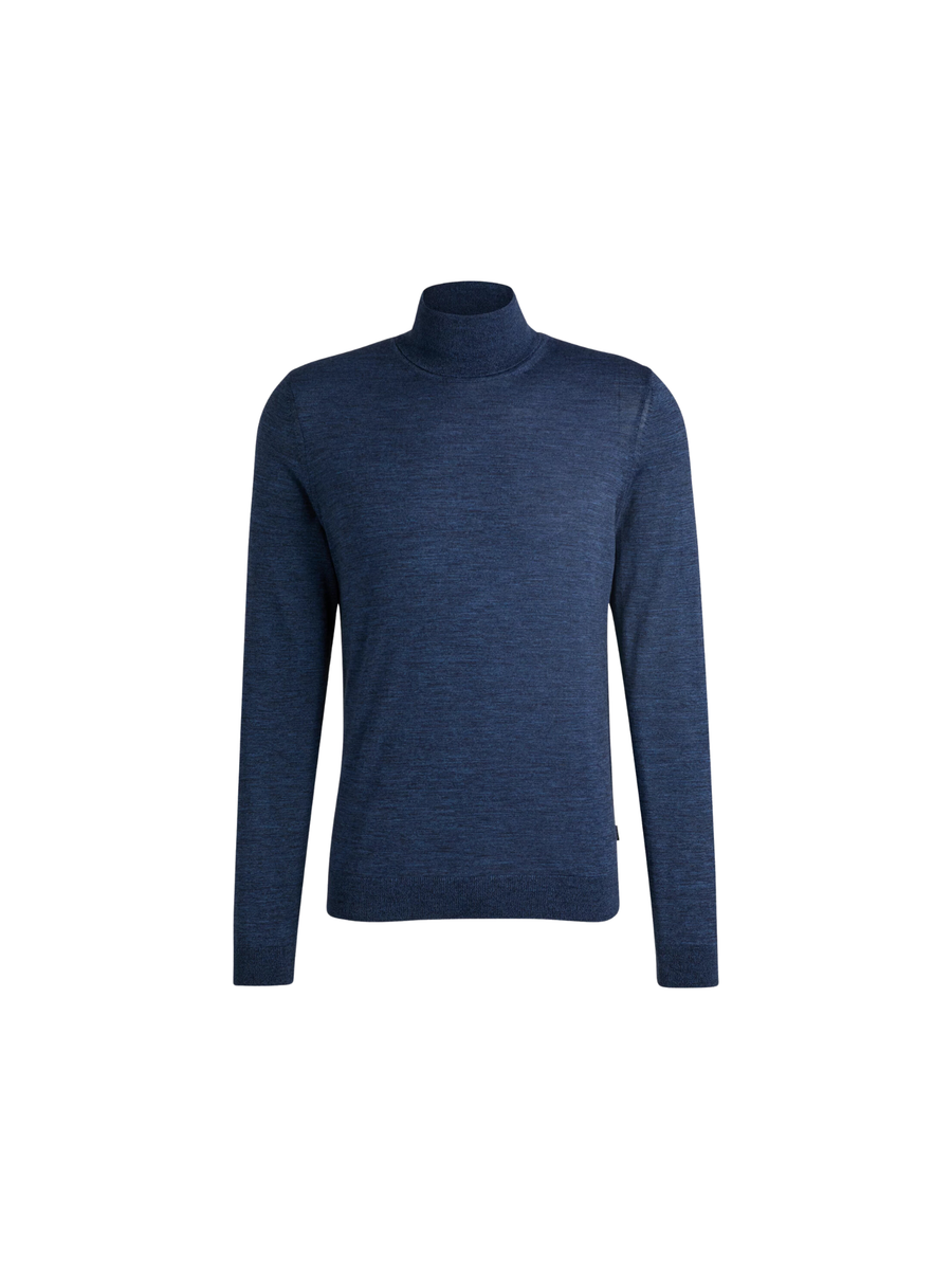Maglione Boss slim fit a collo alto in lana blu 50468262 430 Boss 