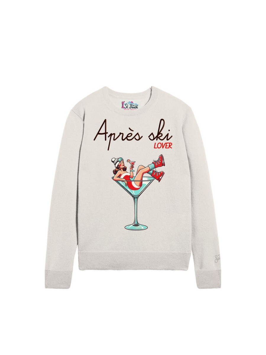 Maglione "18 emb" Saint Barth bianco con scritta "Après Ski" QUE0010 03898I MC2 SAINT BARTH 