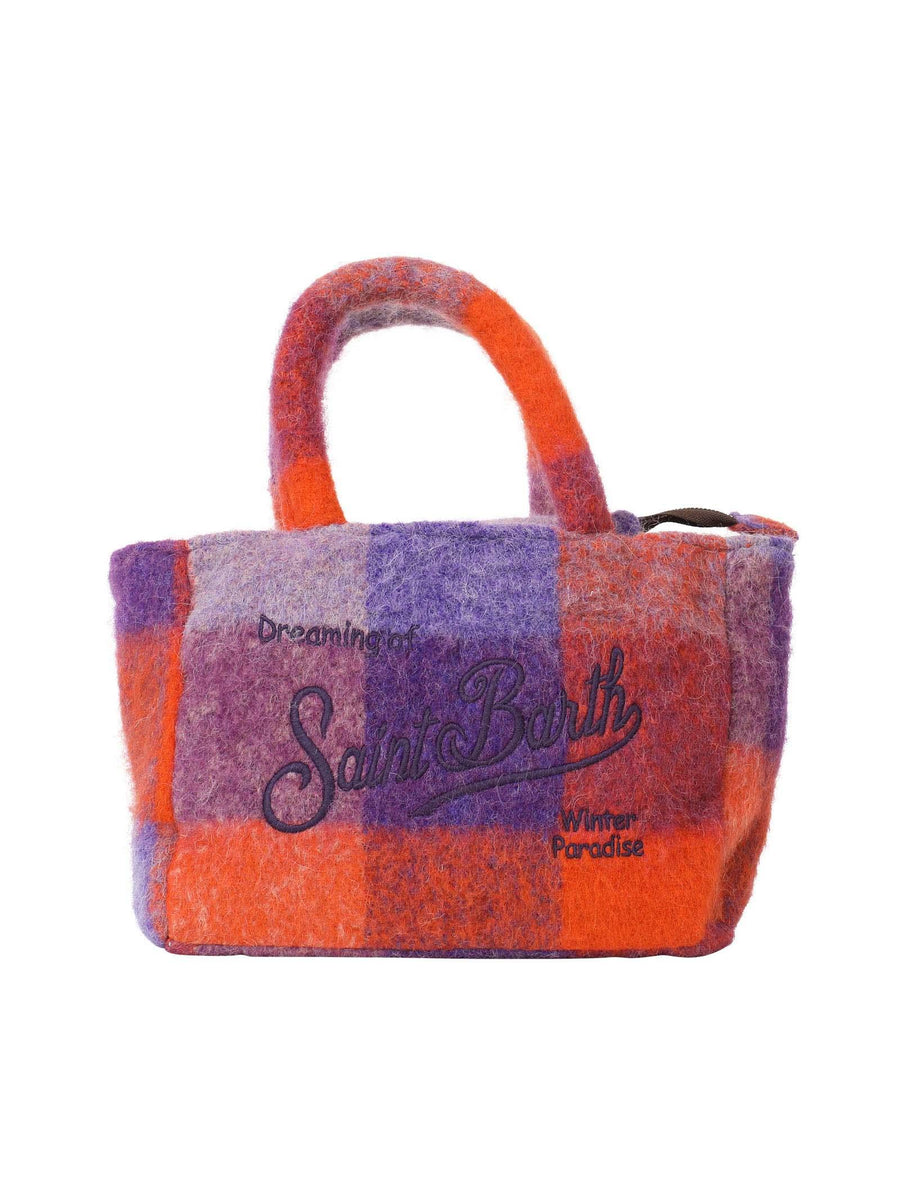 Borsa Clarine fantasia Check viola e arancione CLRI001 00542E MC2 SAINT BARTH 