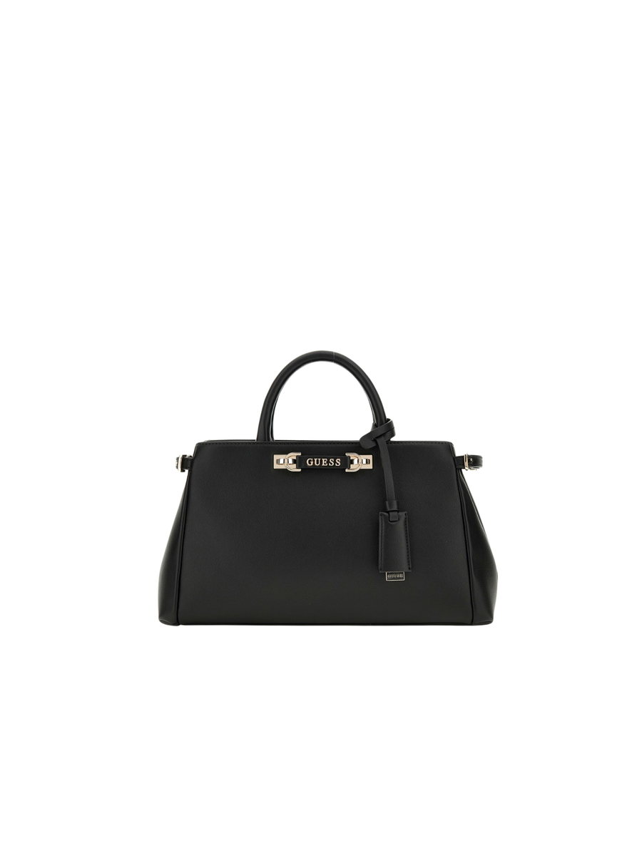 Borsa a mano Guess nera con logo in rilievo e charm pendente HWBG9644060 BLA Guess 