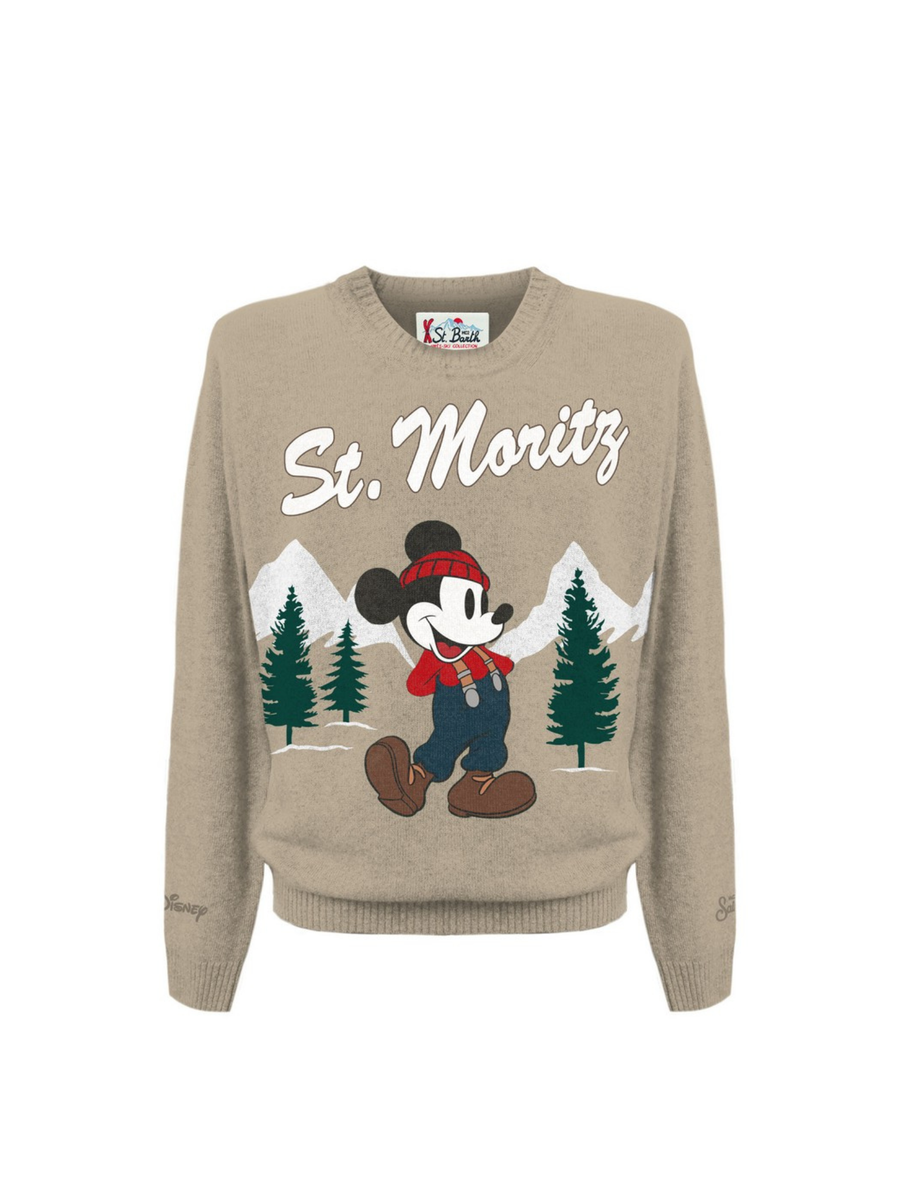 Maglione "51" Saint Barth beige con stampa topolino "St. Moritz" HER0011 01148I MC2 SAINT BARTH 