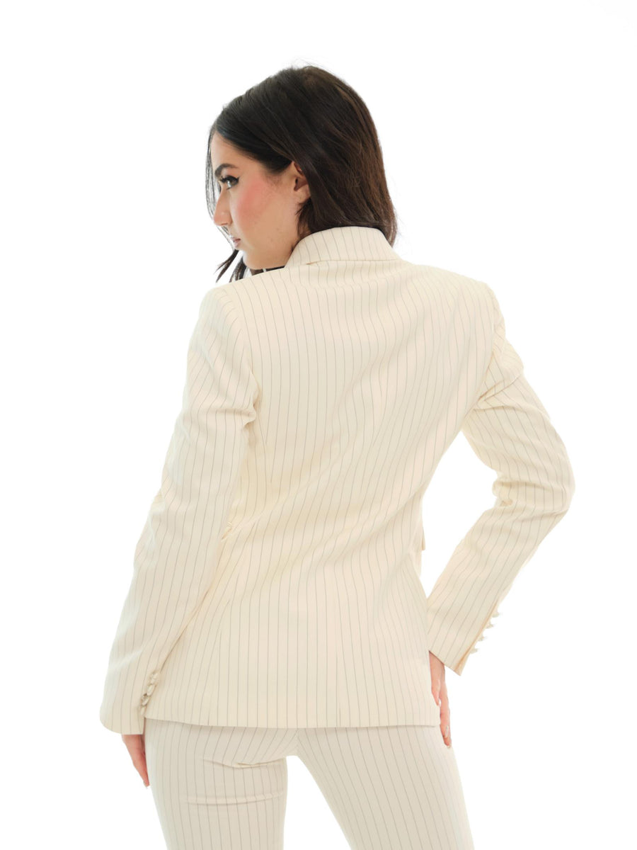 Giacca "stripe" monopetto Silence Limited avorio con righe gessate SD5050 CREAM Silence Limited 