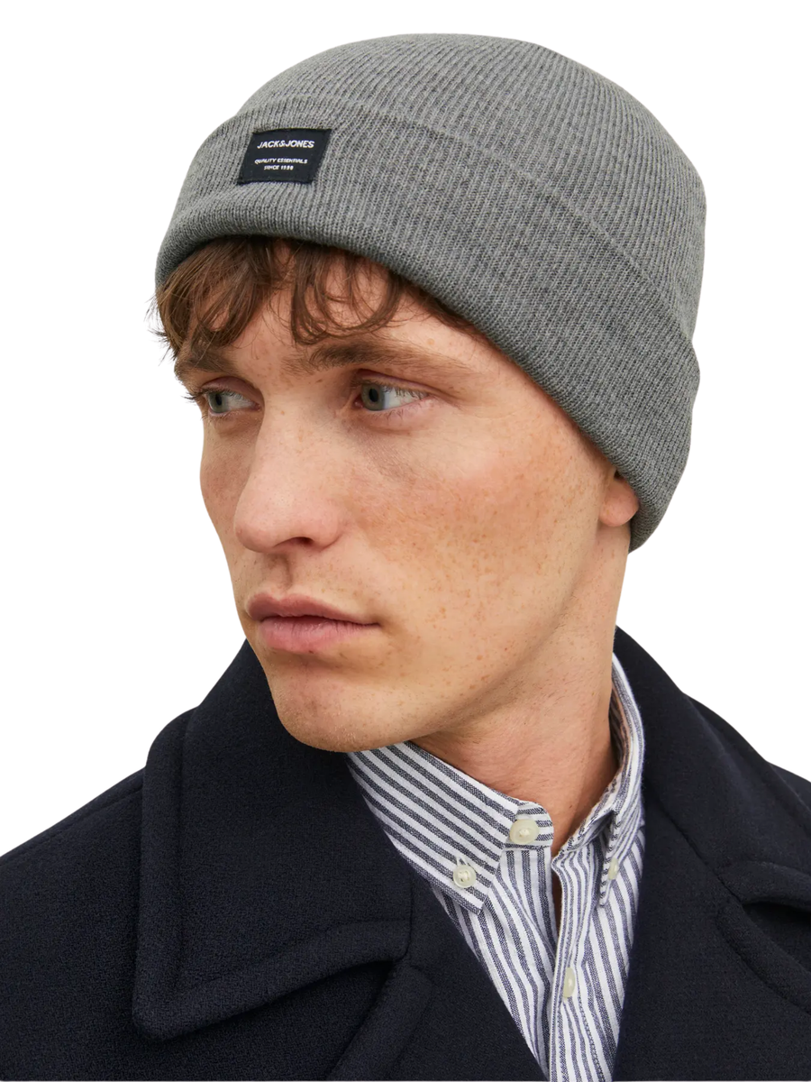Cappello Jack & Jones grigio melange con patch logato 12092815 Grey Melange Jack & Jones 