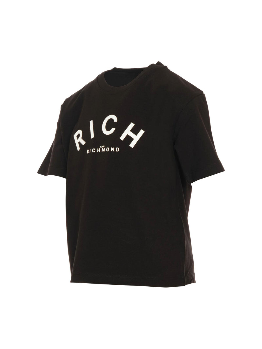 T-Shirt a maniche corte John Richmond nera con logo a contrasto RBA25188TS BLACK John Richmond 