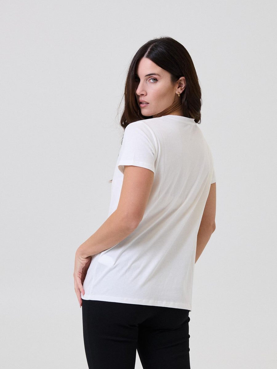 T-Shirt Vicolo bianca con ricamo "Attimi senza fine" RF0424 UNI Vicolo 