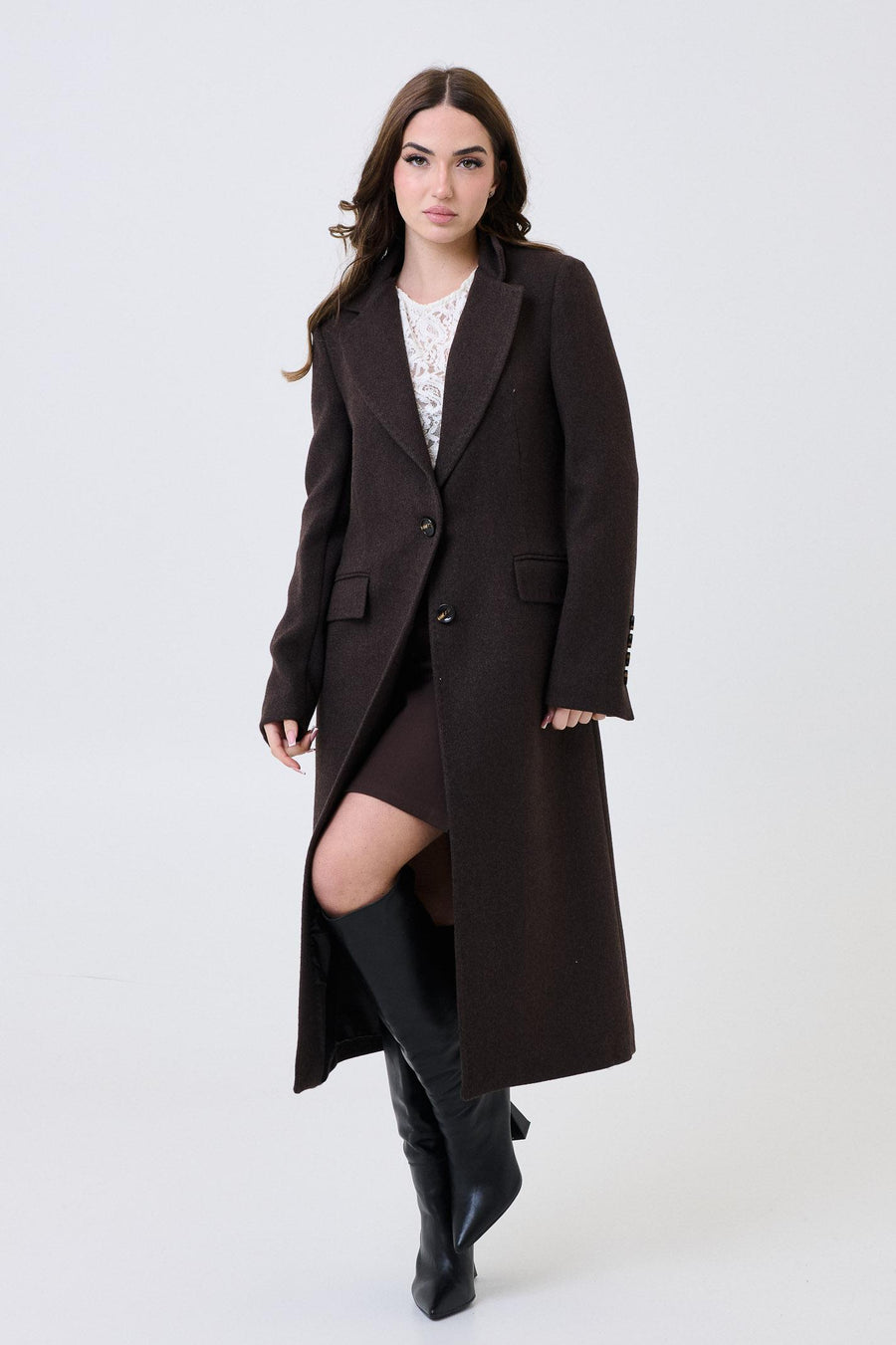 Cappotto lungo Armoire moro monopetto 71394 MORO Armoire 