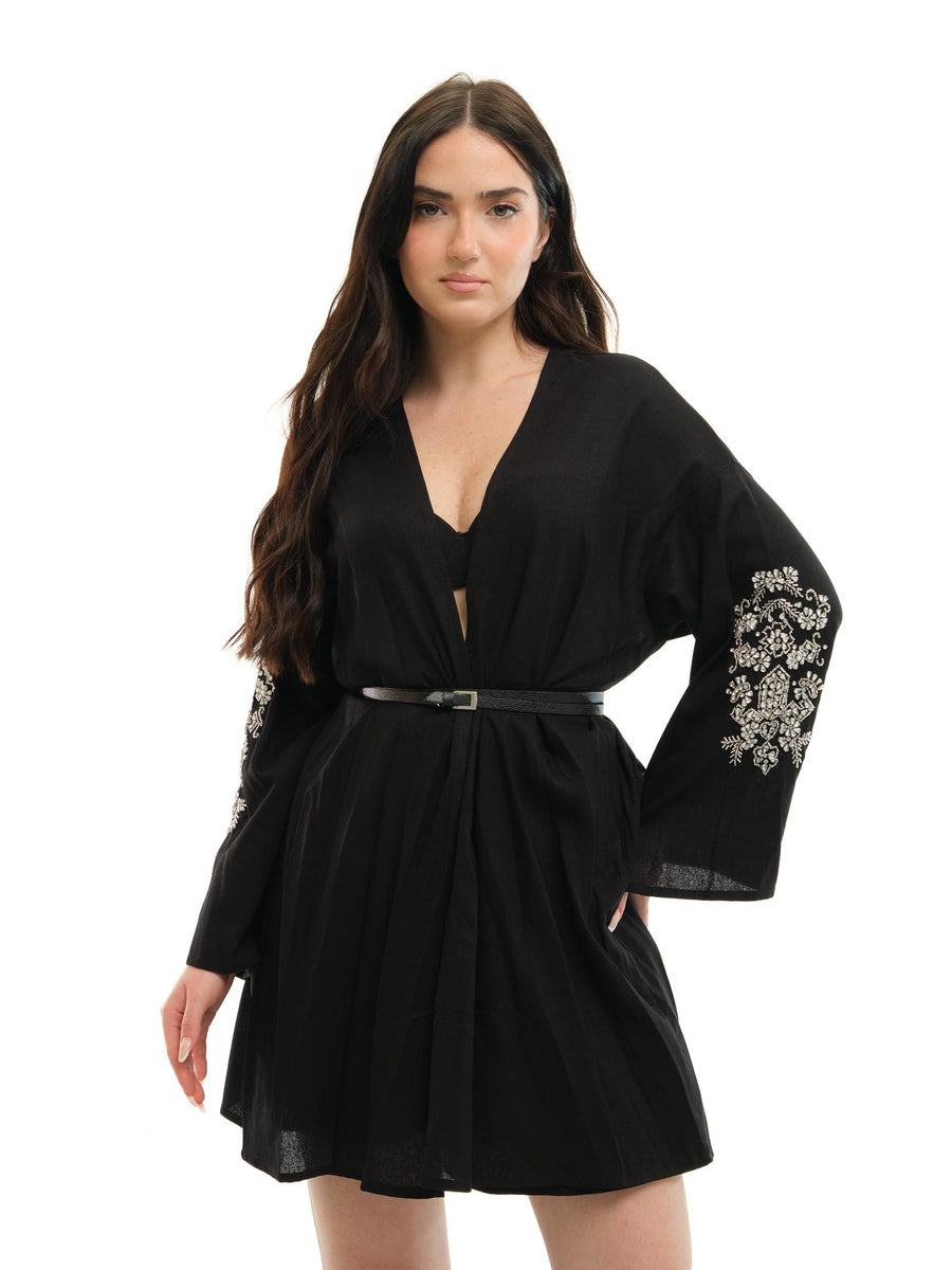 Kimono Haveone nero con applicazioni gioiello KMAN045 NERO Haveone 