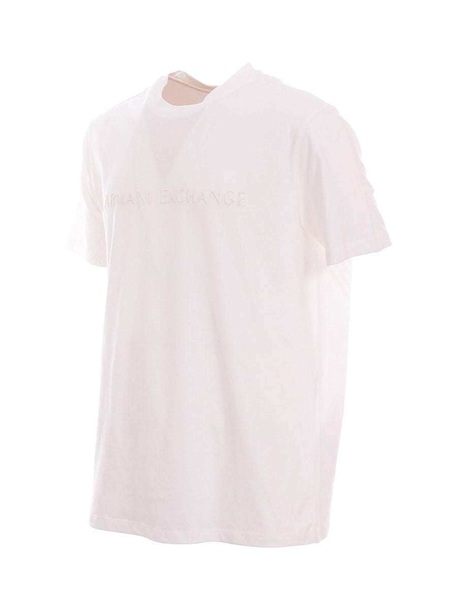 T-Shirt Armani Exchange bianca con logo in rilievo tono su tono XM000554AF10356 U0009 Armani Exchange 
