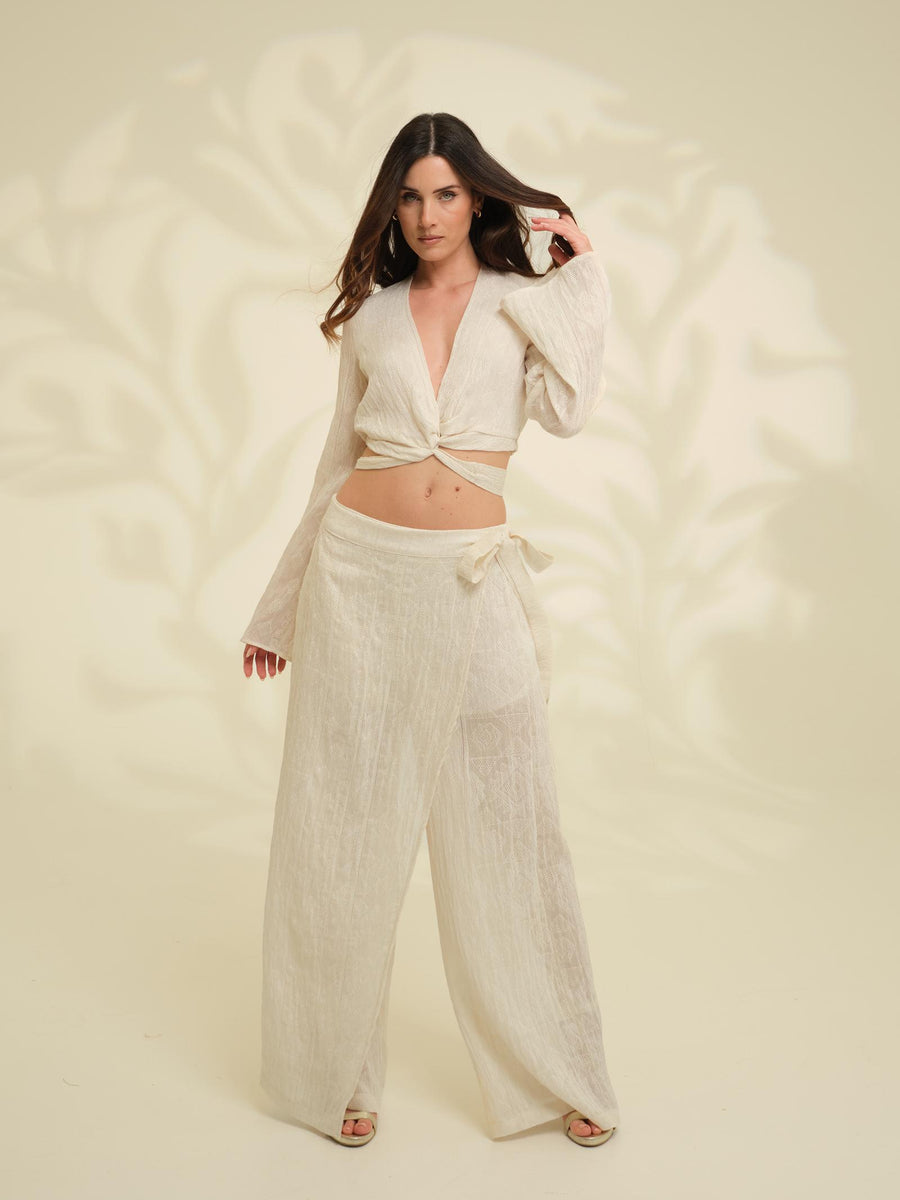 Top con nodo Haveone burro con maniche a campana RMAN127 BURRO Haveone 