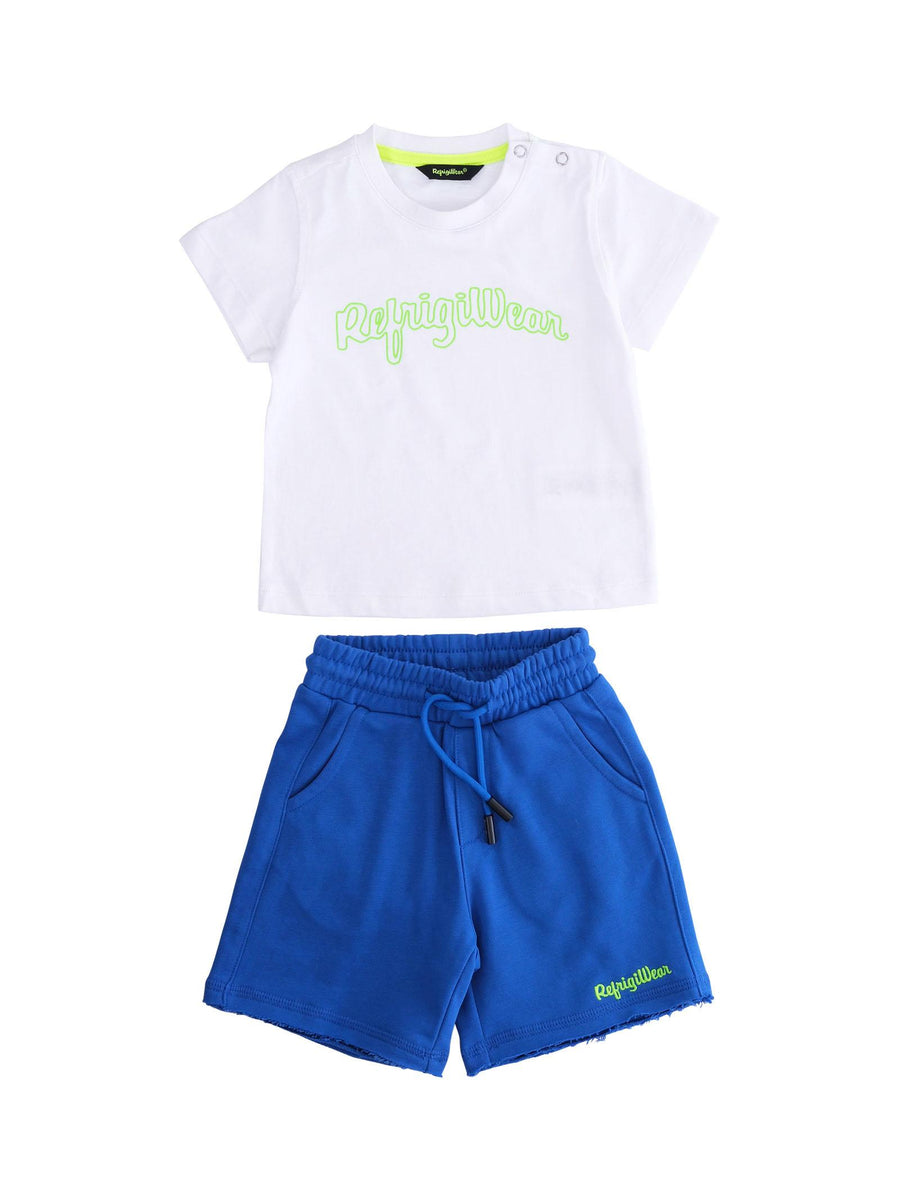 Completo John Richmond bianco e blu indaco con dettagli flourescenti 207DRMNS25 BIA/IND Refrigiwear 