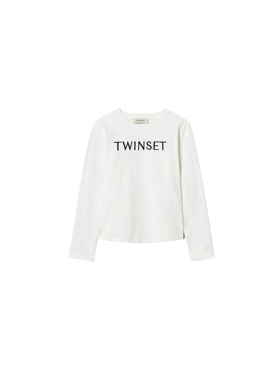 T-Shirt Twinset bianca con logo frontale 242GJ2075 02722 Twinset 