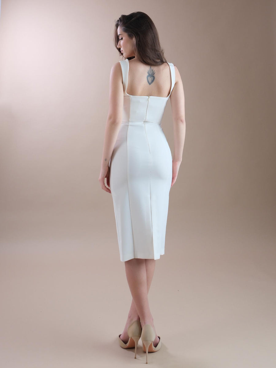 Abito tubino longuette bianco latte NP4045 MILK Silence Limited 