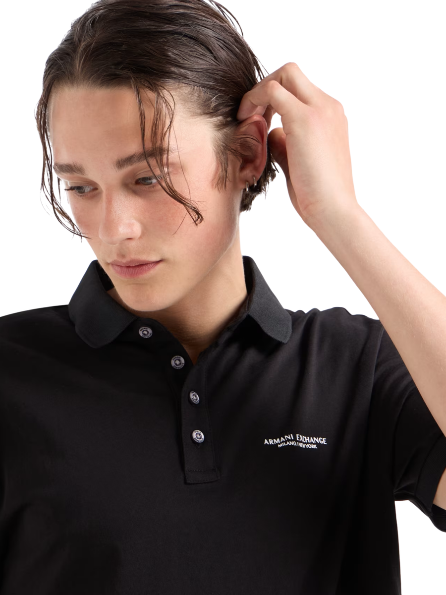 Polo Armani Exchange nera con mini stampa 8NZF80Z8H4Z 1200 Armani Exchange 