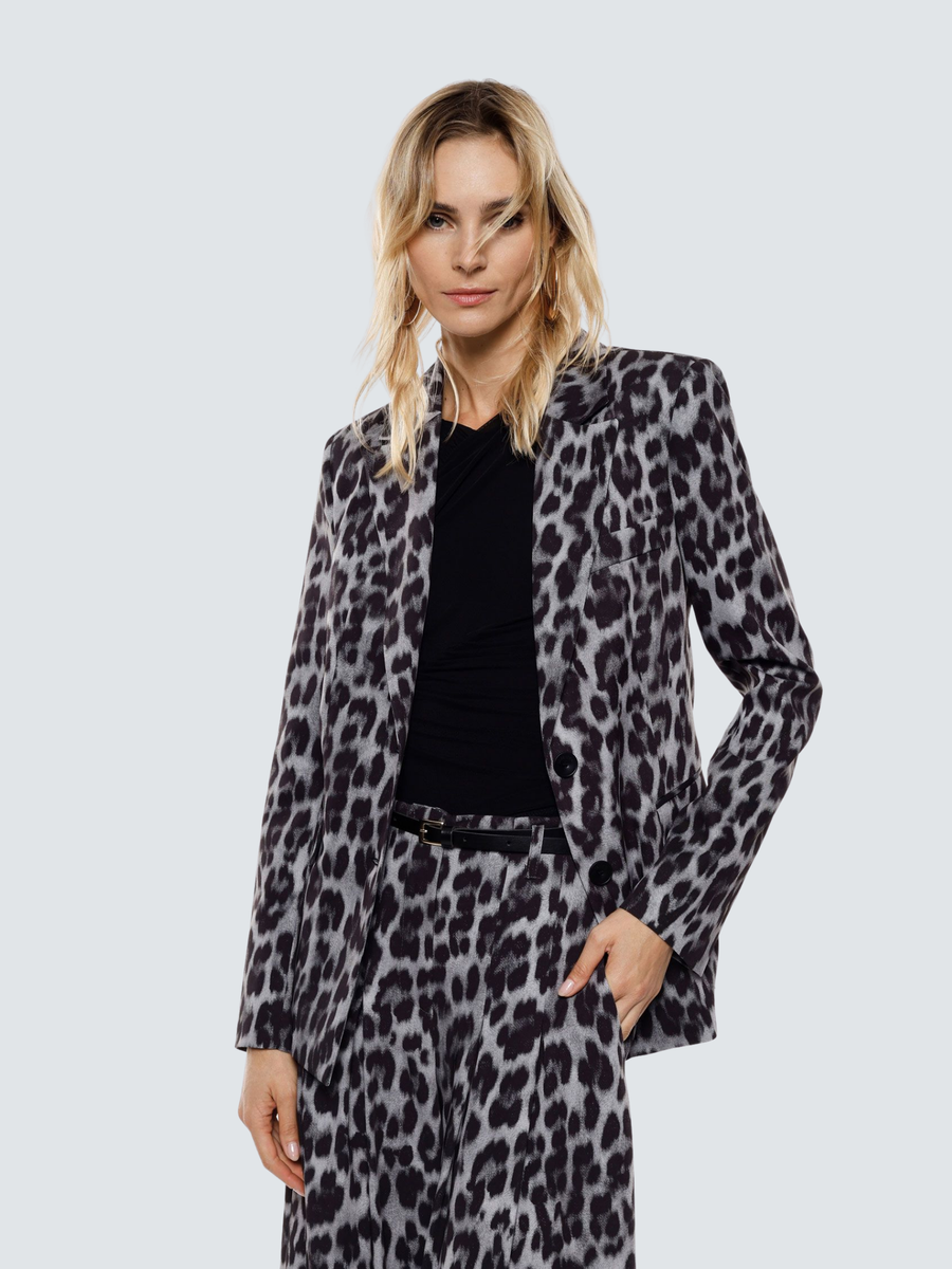 Blazer monopetto Imperial grigio e nero con stampa animalier JAO6KSL GRIGIO Imperial 