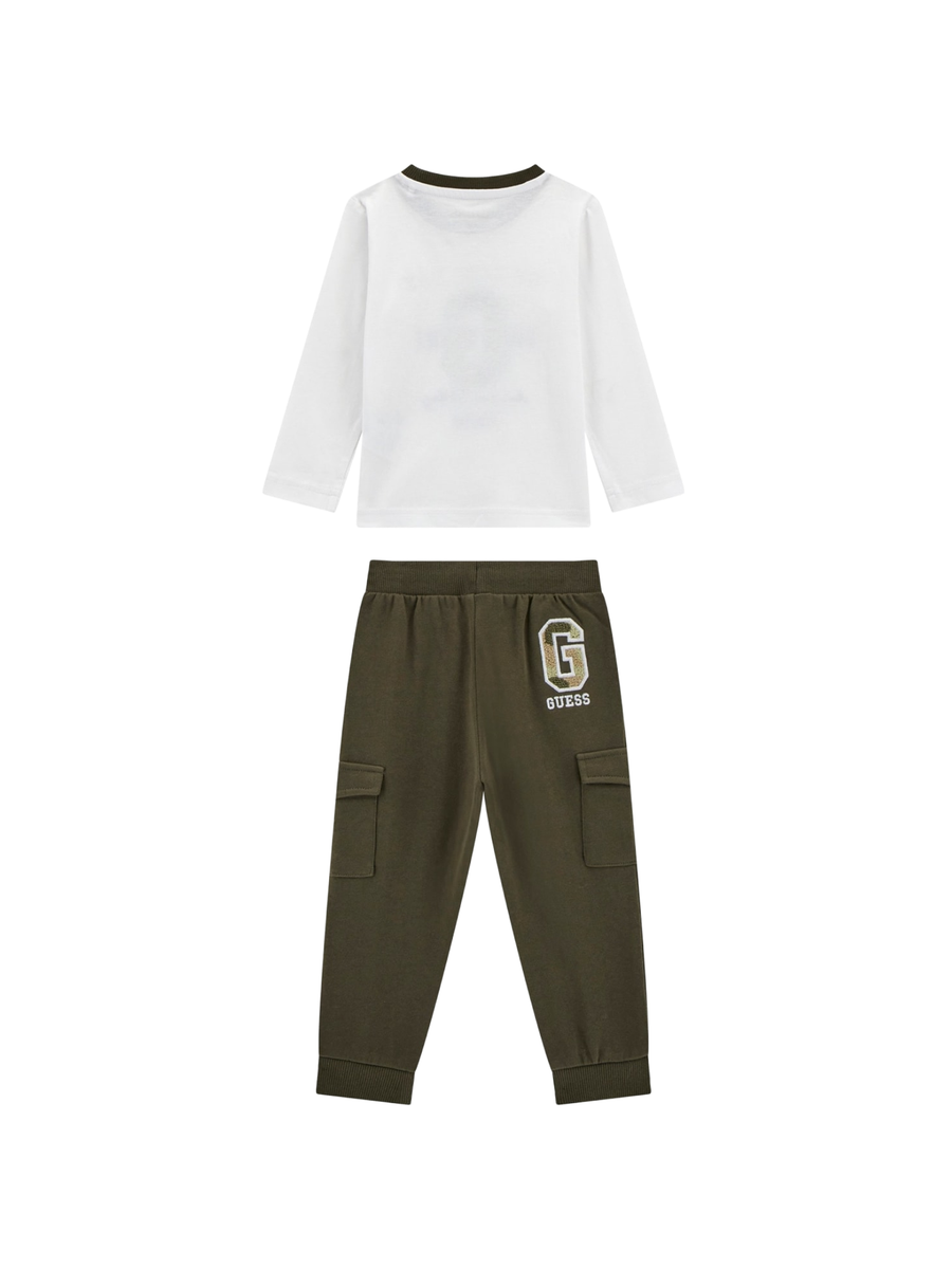 Completo Guess bianco e verde militare con tasche cargo N5YG06K8HM4 G011 Guess 