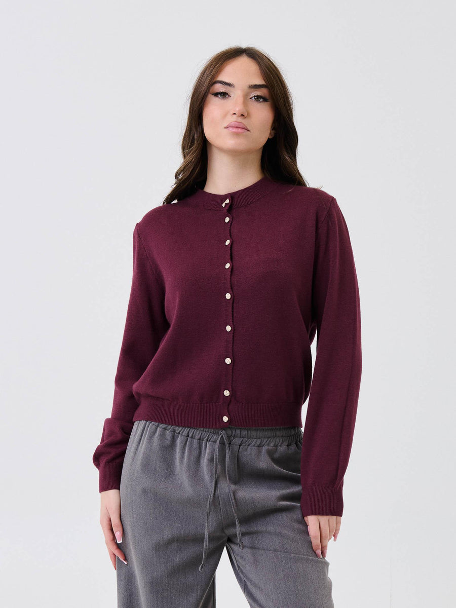 Cardigan Armoire bordeaux con bottoni gioiello IT1615 MAROON Armoire 