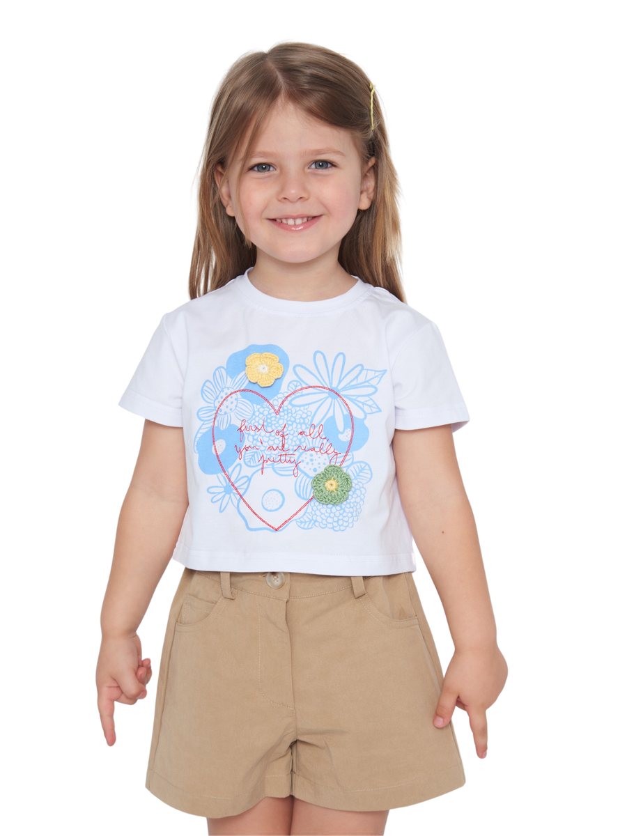 T-Shirt cropped Tobetoo bianca con stampa a fiori 348TTBS25 BIANCO Tobetoo 