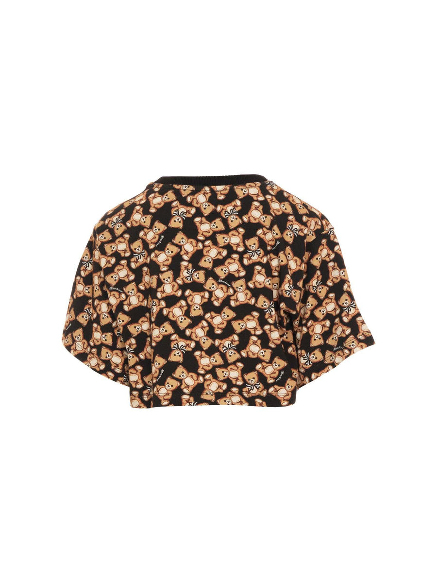 T-Shirt over Moschino nera con stampa all over orsetti HBM062 84923 Moschino 
