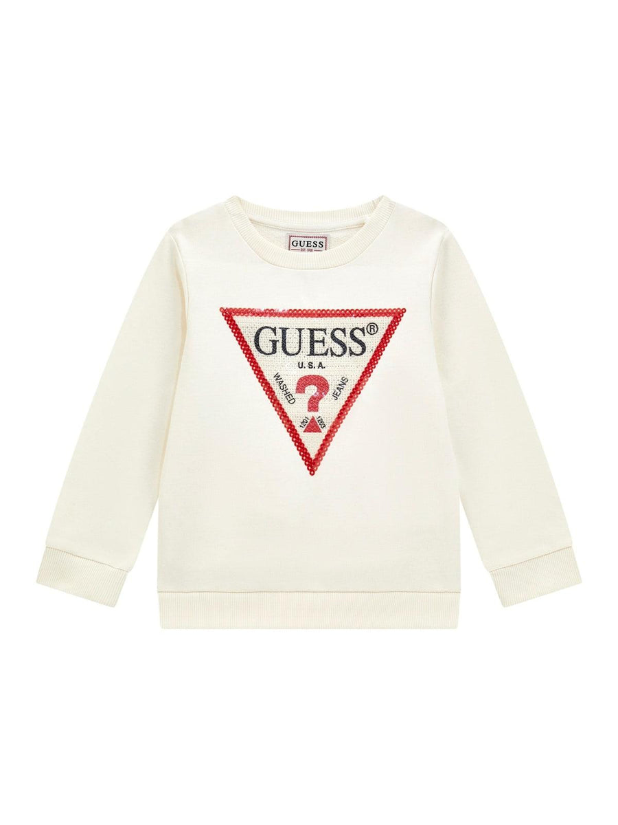 Felpa Guess  in cotone bianca con logo iconico con strass K4YQ10KA6R3 G012 Guess 
