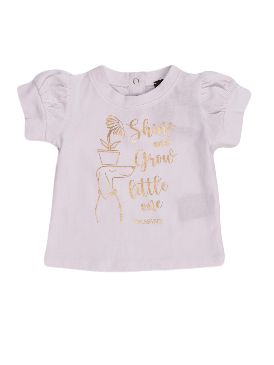 T-shirt bianca con scritta oro TIP22064TS WHI Trussardi 