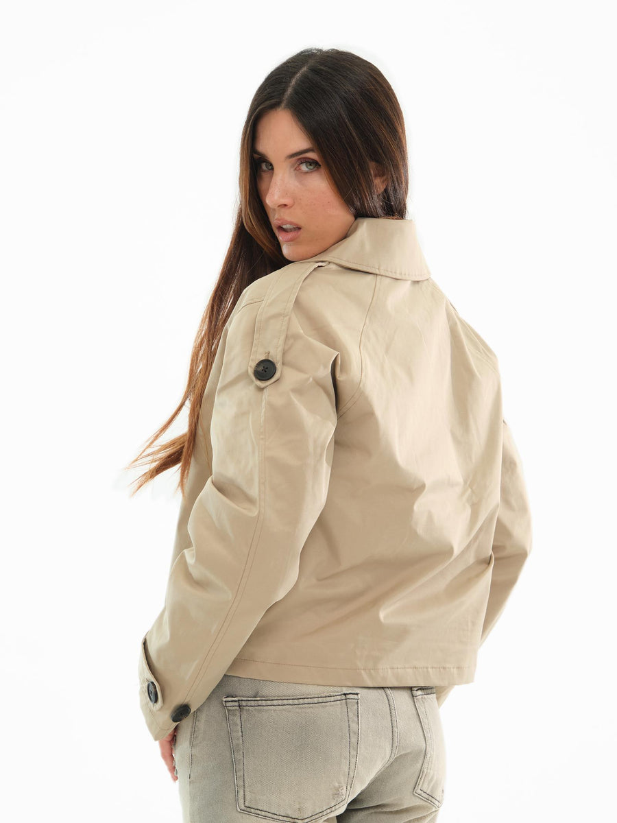 Trench cropped JJXX beige doppiopetto 12248654 TWILL JJXX 